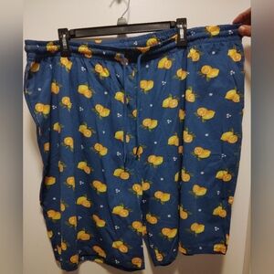 Essentials Blue Lemon Pattern Men's Athletic Shorts